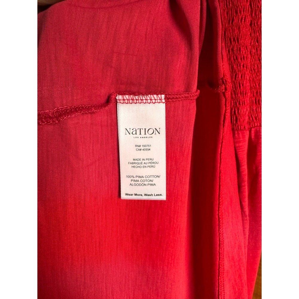 Nation LTD Los Angeles Penelope Smocked Midi Heartbeat Red - Picture 10 of 12